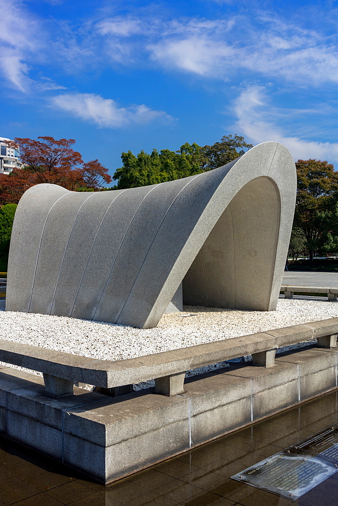 Cenotaph in the Hiroshima Peace Memorial Park, Hiroshima, Japan, Asia