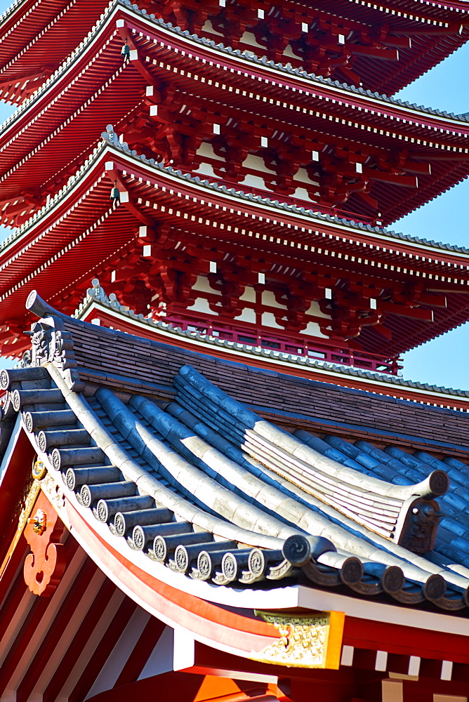 Sensoji Temple Pagoda (Asakusa Kannon Temple), the oldest temple in Tokyo, Japan, Asia