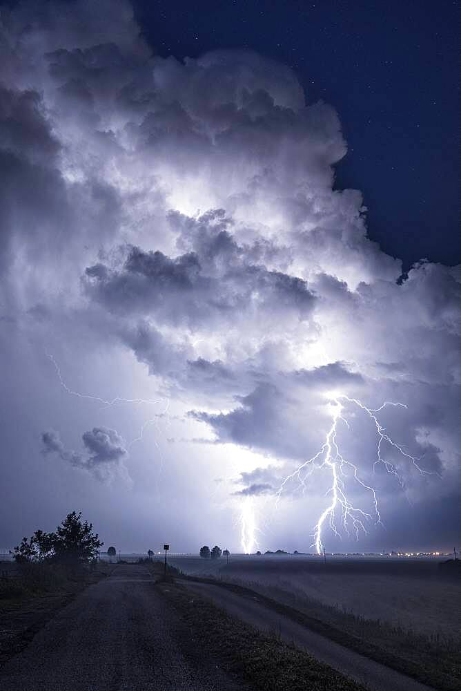 Thunderstorm over the Po Delta, Emilia Romagna, Veneto, Italy