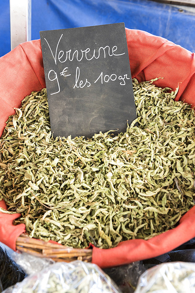 Verbena dried on a market in summer, Provence, France