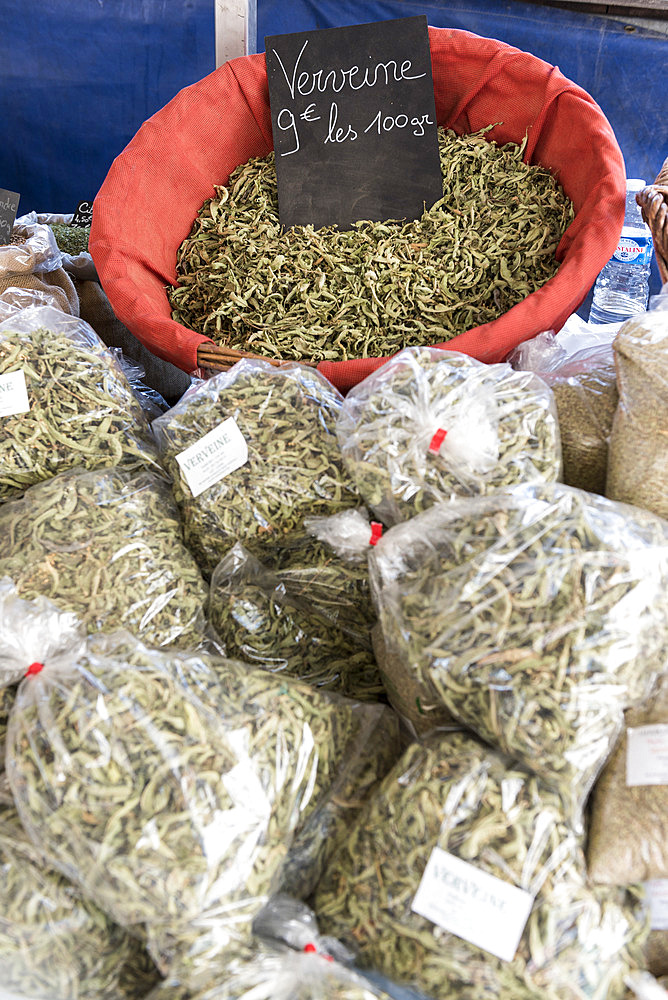 Verbena dried on a market in summer, Provence, France