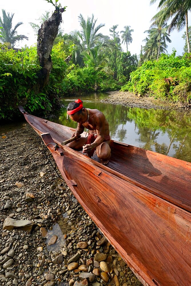 Hand-made monoxyle dugout Siberut island, Indonesia