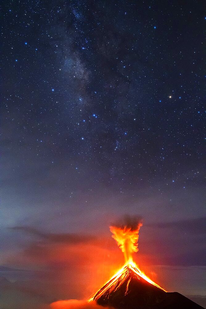 Volcán de Fuego (Volcano of fire) eruption at night, Sierra Madre de Chiapas, Guatemala. Awarded image, Asferico 2022 competition