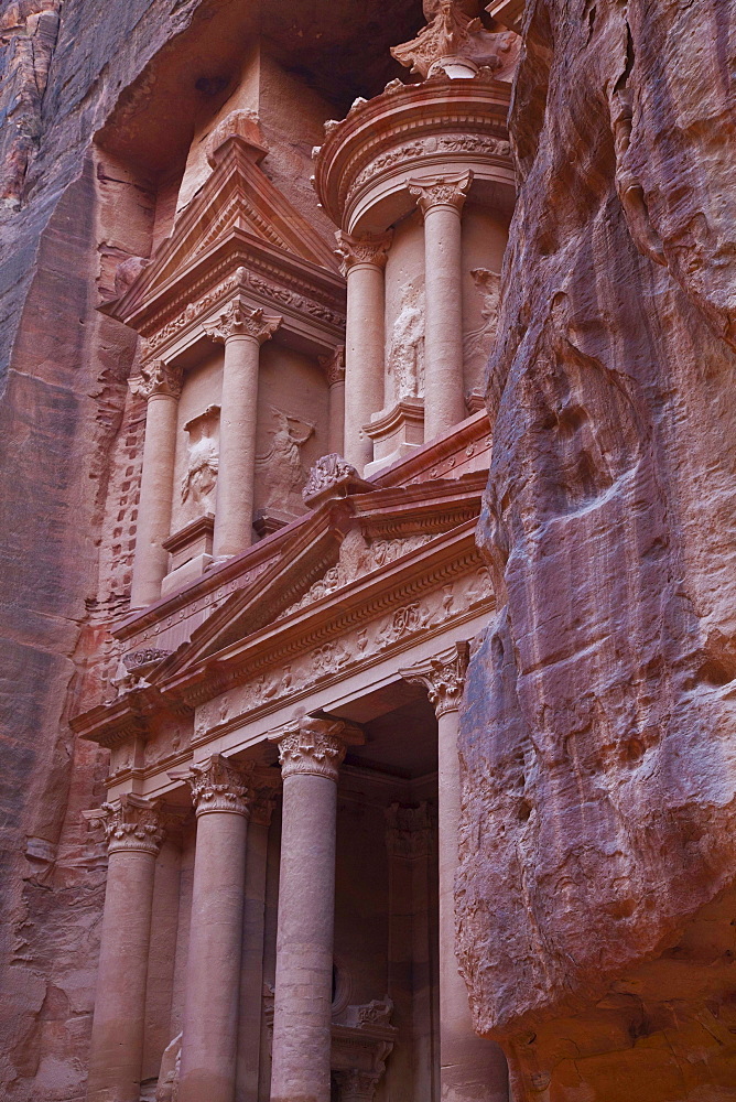 old antique city built into rocks outdoors Petra Jordanian desert Jordan Asia