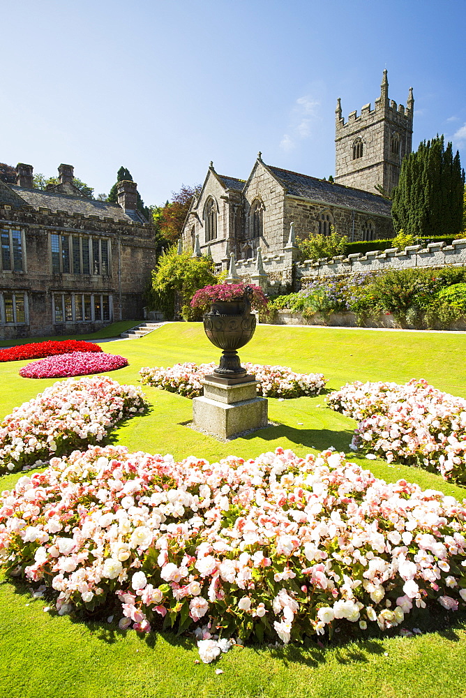 The formal gardens of Lanhydrock a country residence dating from the 1600's in Cornwall, UK.