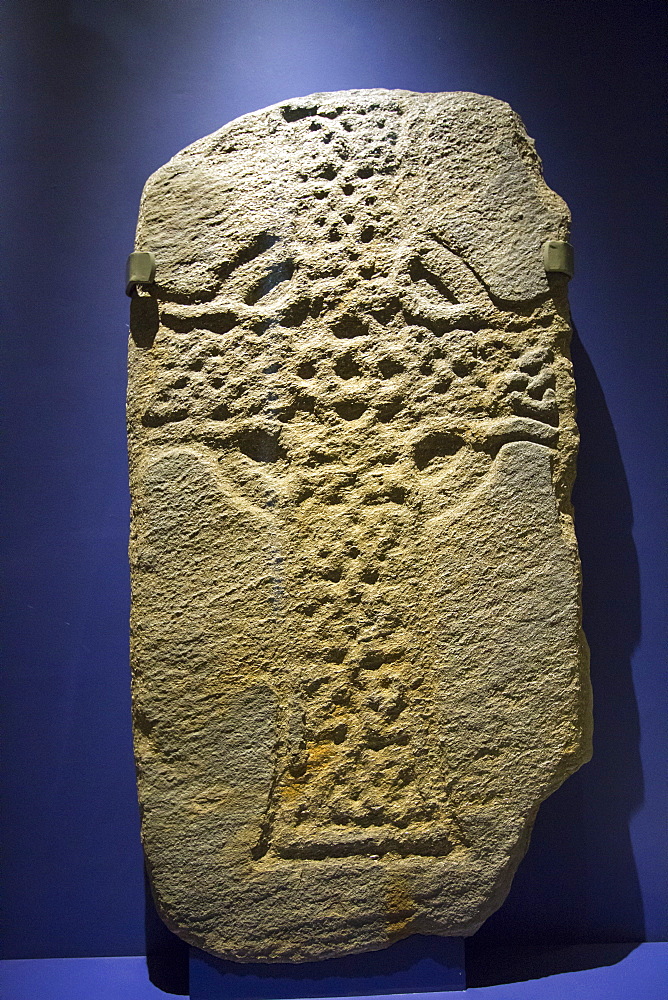 Ancient preserved grave slabs in Iona Abbey on Iona, off Mull, Scotland, UK.