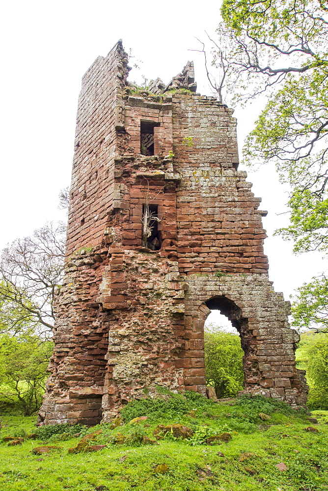 The remains of Kirkoswold Castle in the Eden Valley, Cumbria, UK.