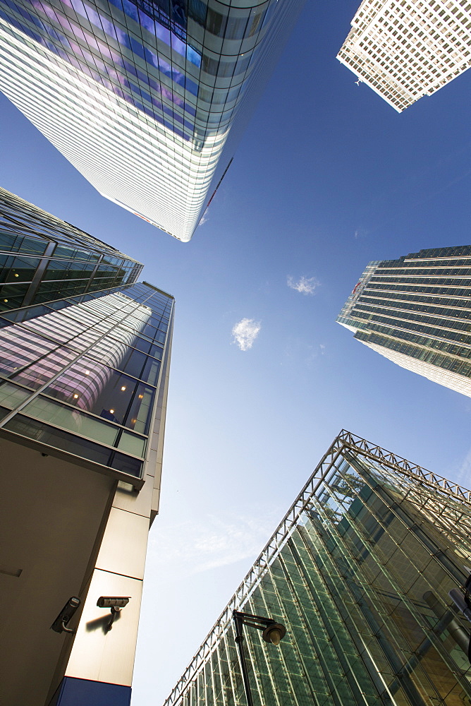 Banks in Canary Wharf, London, UK.