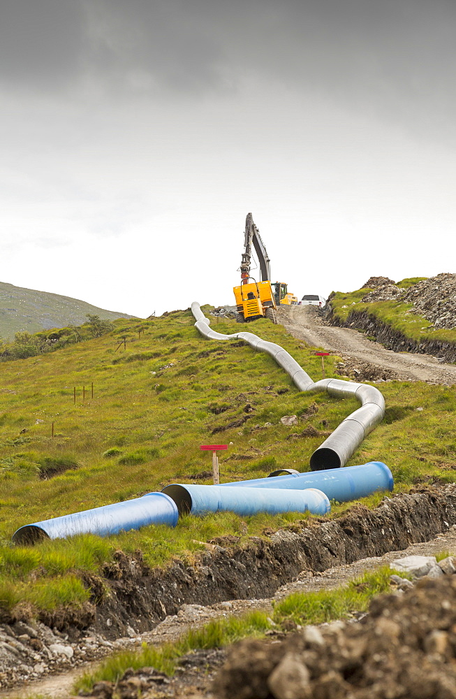 A 700 Kw hydro pwer scheme being constructed on the slopes of Ben More on Mull, Scotland, UK.