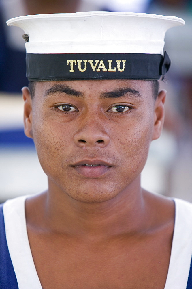 A Tuvaluan man training to be a merchant seaman. Funafuti Atoll, Tuvalu, Pacific