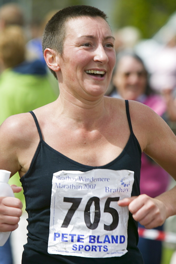 Competitors finishing the Windermere Marathon in the Lake District, Cumbria, England, United Kingdom, Europe