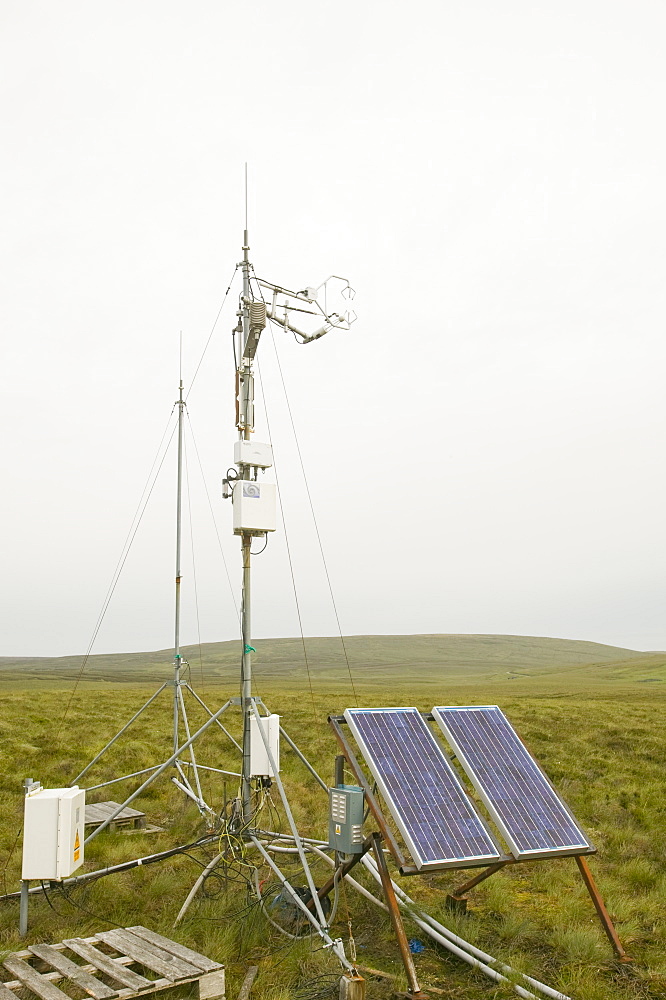 Scientific instruments to measure the carbon balance from peat bogs which is changing due to climate change in the north Pennines at Moorhouse, Cumbria, England, United Kingdom, Europe