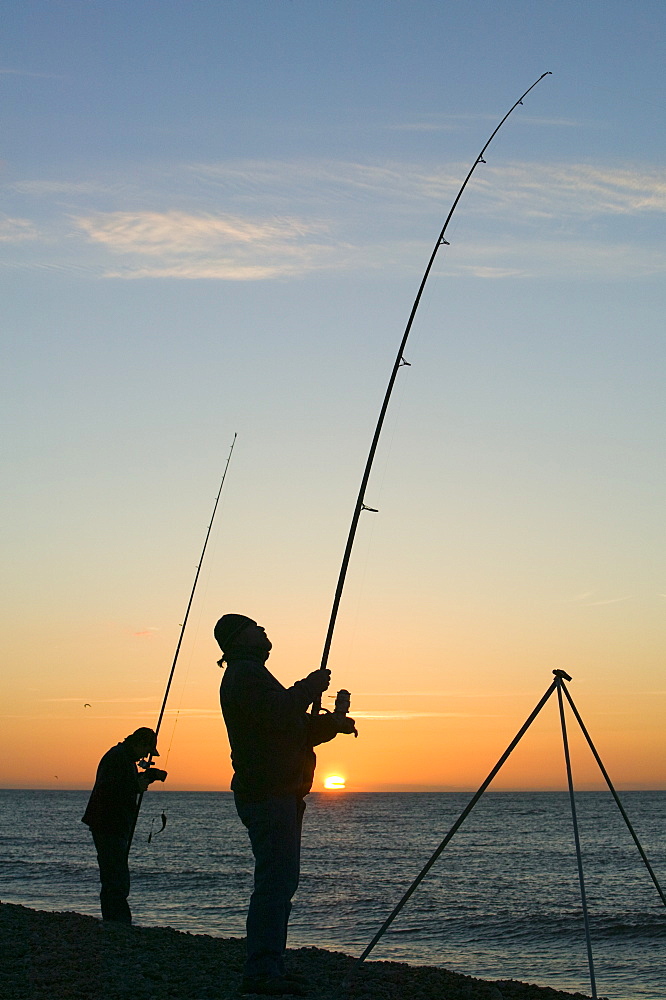 Sea fishing off Weybourne in Norfolk, England, United Kingdom, Europe