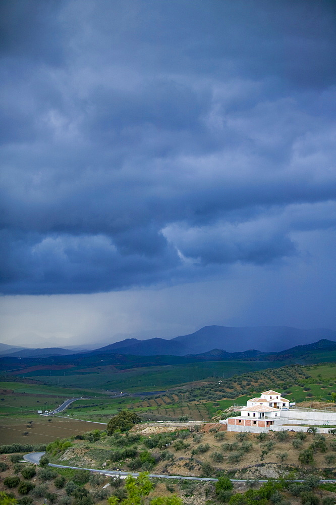 A storm approaching the Sierra Nevada mountains, Andalucia, Spain, Europe