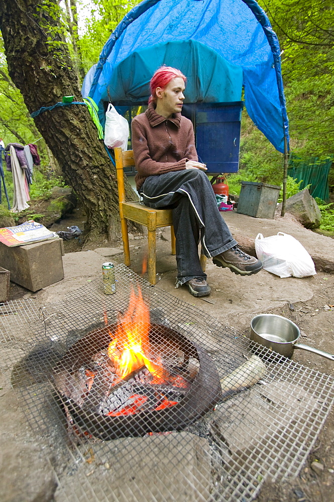 Environmental protest at the Nine Ladies stone circle camp, Derbyshire, England, United Kingdom, Europe