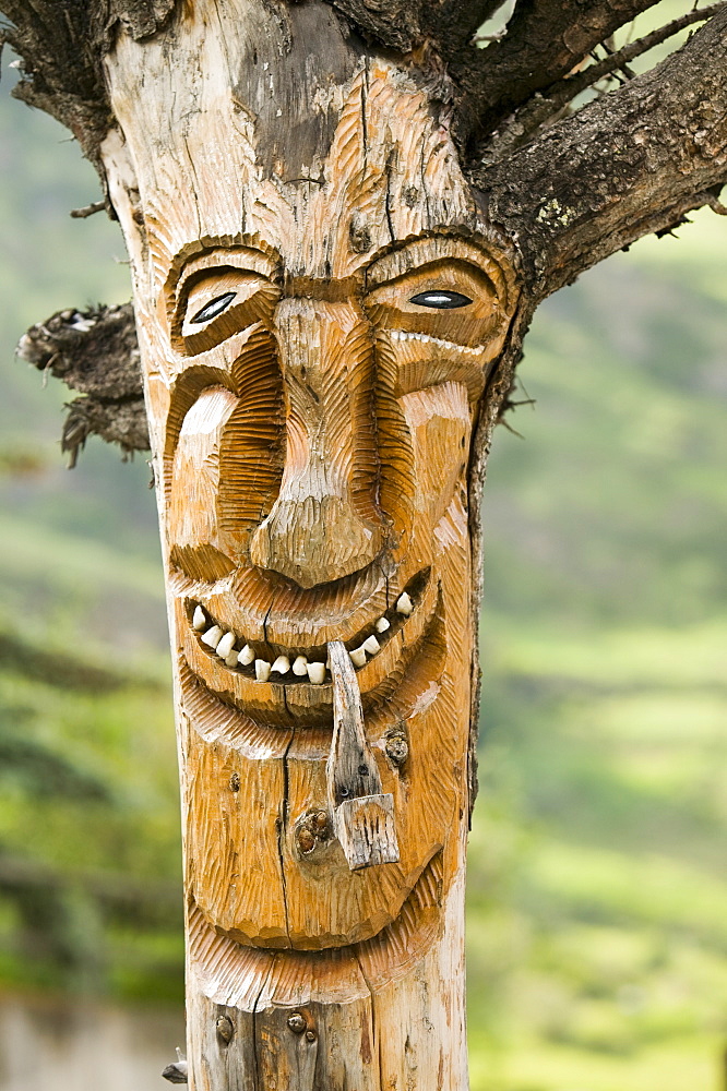 A carved tree in Zermatt, Switzerland, Europe