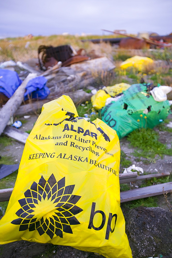 Rubbish on Shishmaref, a tiny island inhabited by around 600 Inuits, between Alaska and Siberia in the Chukchi Sea, United States of America, North America