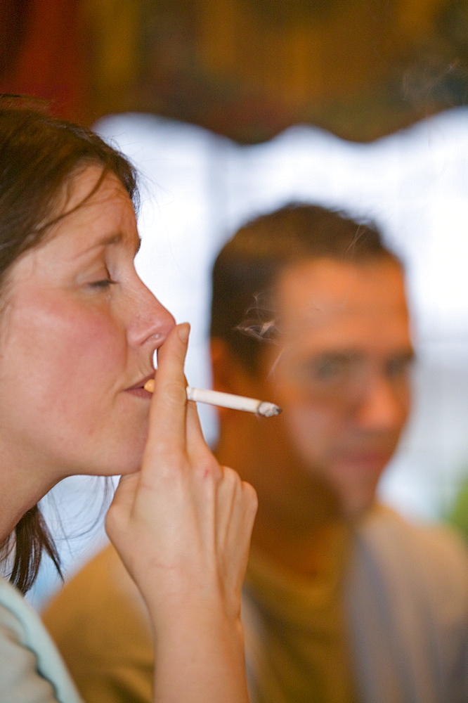 A woman smoking