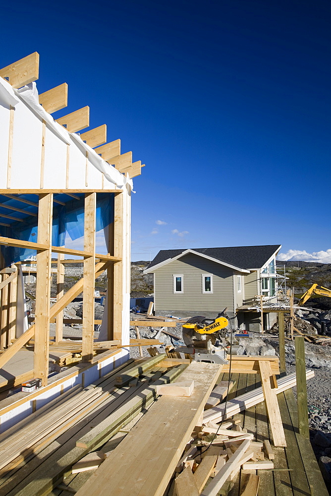 House building in Ilulissat on Greenland, Polar Regions