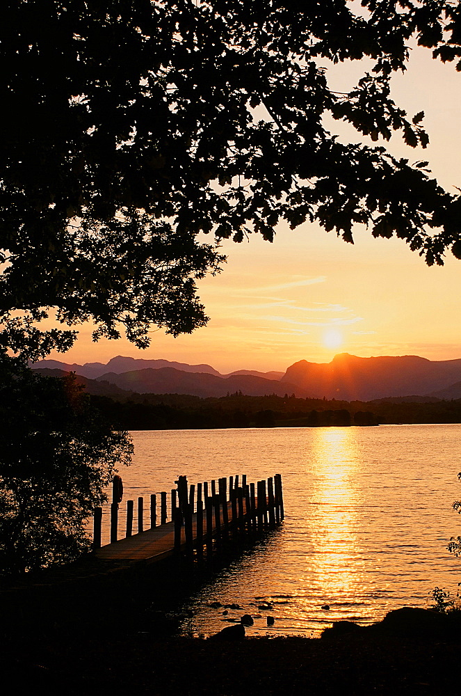 Windermere at sunset in the Lake District National Park, Cumbria, England, United Kingdom, Europe