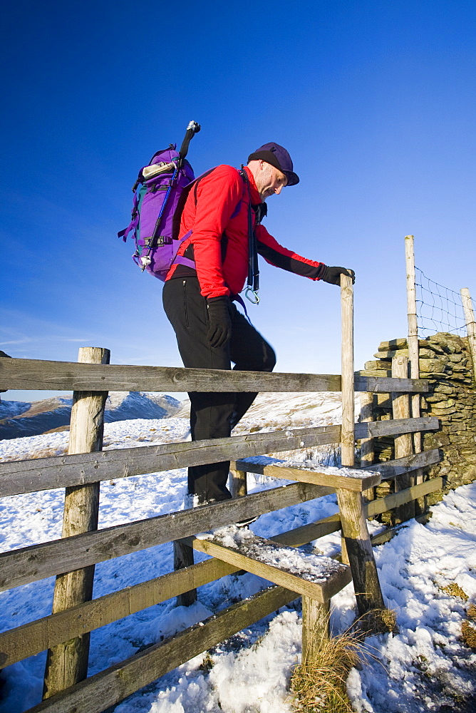 Walkers on the fells above Kentmere in the Lake District National Park, Cumbria, England, United Kingdom, Europe