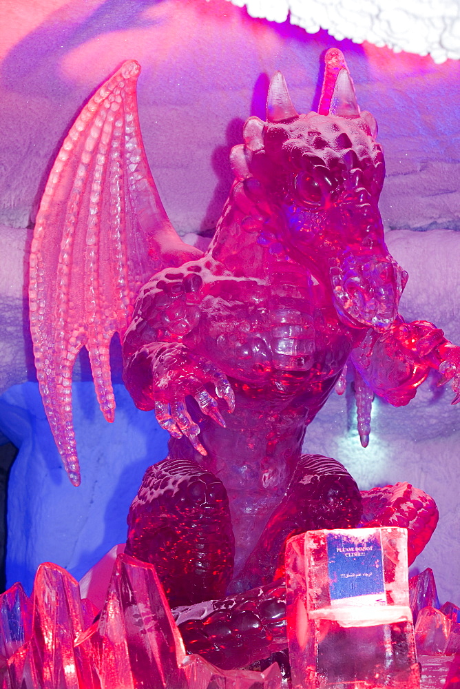 An ice dragon in Ski Dubai, Dubai, United Arab Emirates, Middle East