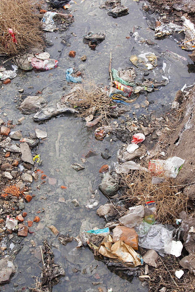 Polluted river in Heilongjiang province, China, Asia