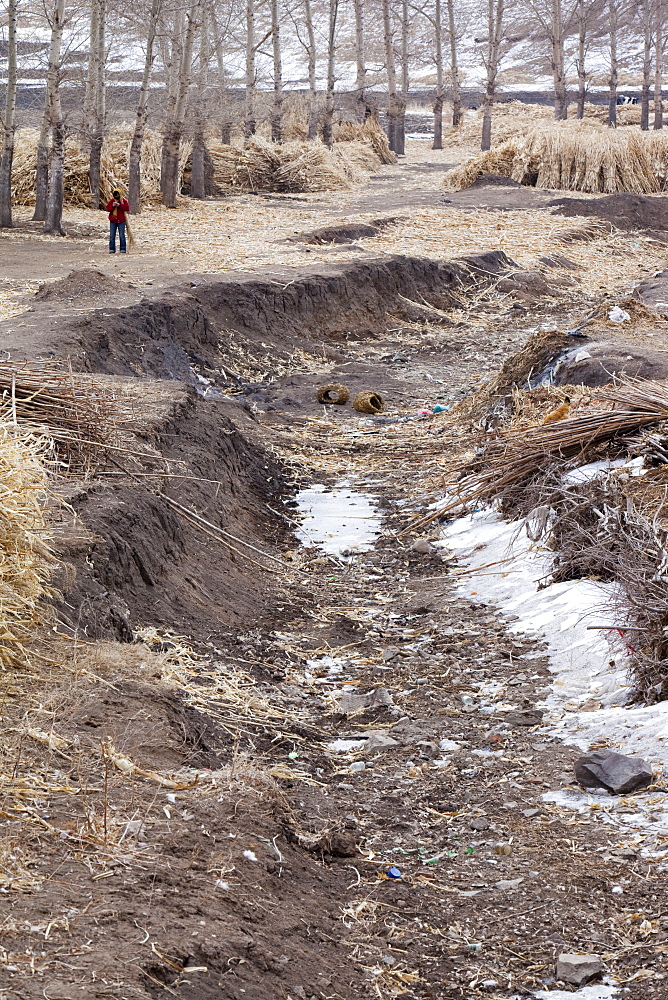 A dried up river in Inner Mongolia, China, Asia