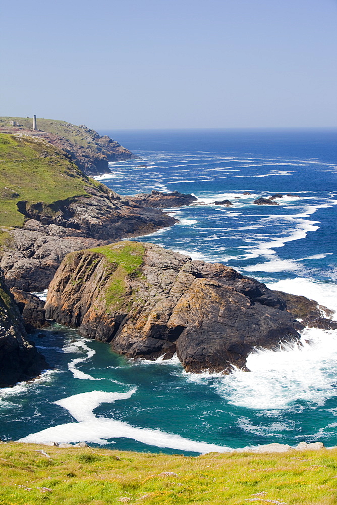 The old Geevor tin mines near Pendeen on Cornwall's North Coast, Cornwall, England, United Kingdom, Europe