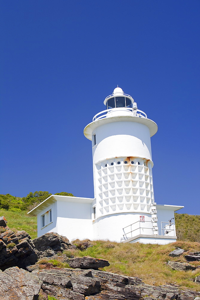 Tater Du lighthouse near Mousehole, Cornwall, England, United Kingdom, Europe