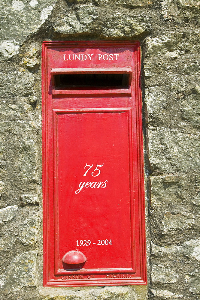 A postbox on Lundy Island, Devon, England, United Kingdom, Europe