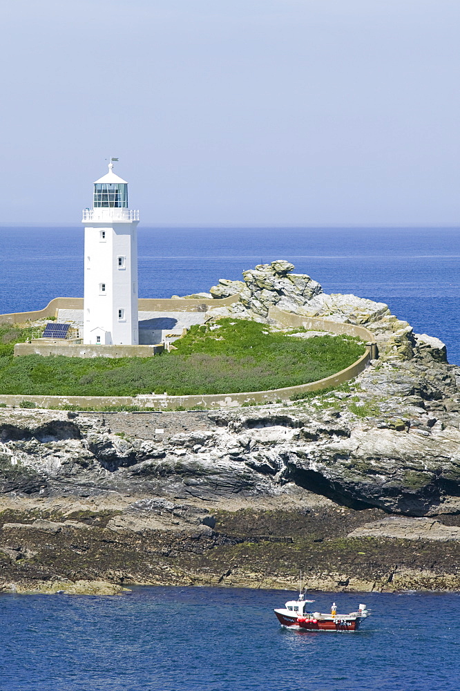 Godrevy Island lighthouse near Cambourne, Cornwall, England, United Kingdom, Europe