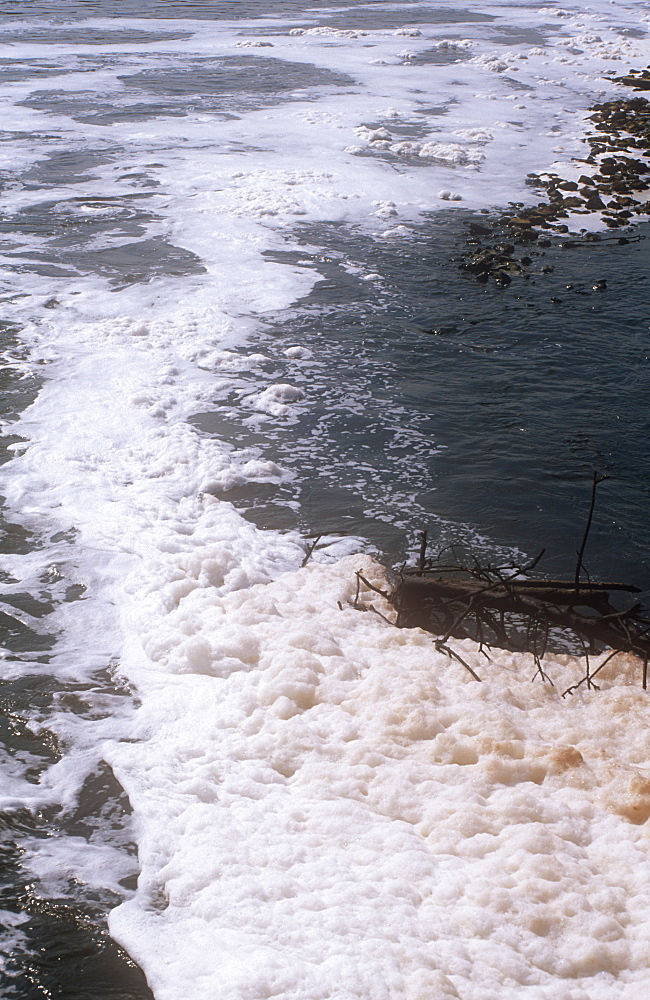 Pollution on the River Mersey near Warrington, Lancashire, England, United Kingdom, Europe