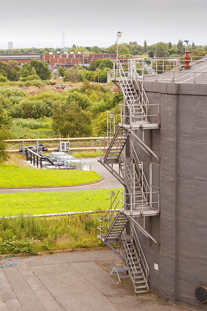 Biodigesters at United Utilities' Daveyhulme plant which processes all of Manchester's sewage, Manchester, England, United Kingdom, Europe