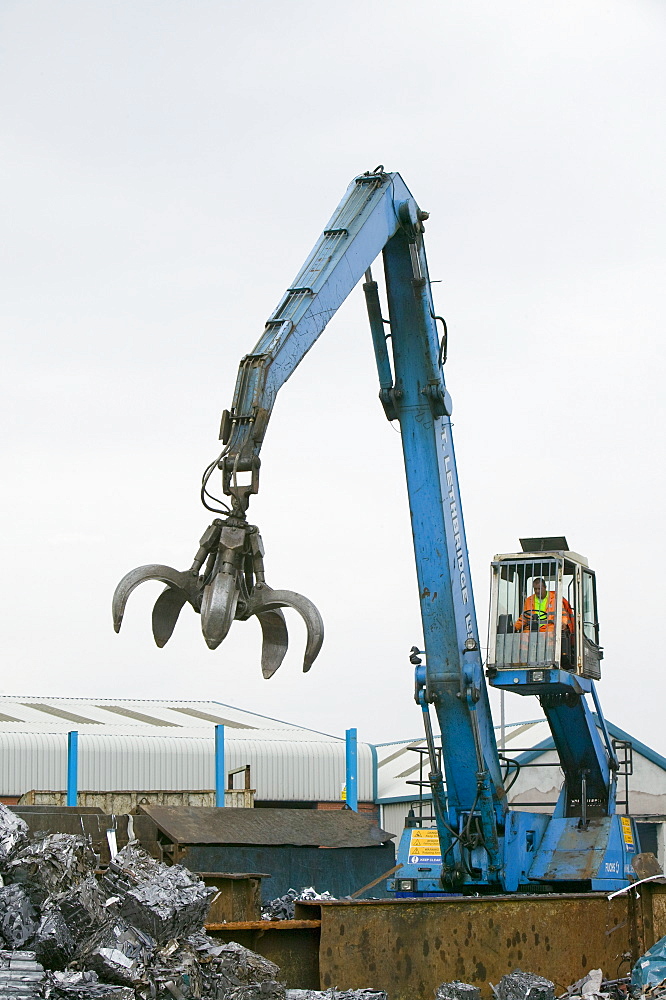 Scrap metal at a recycling plant in Blackburn, Lancashire, England, United Kingdom, Europe