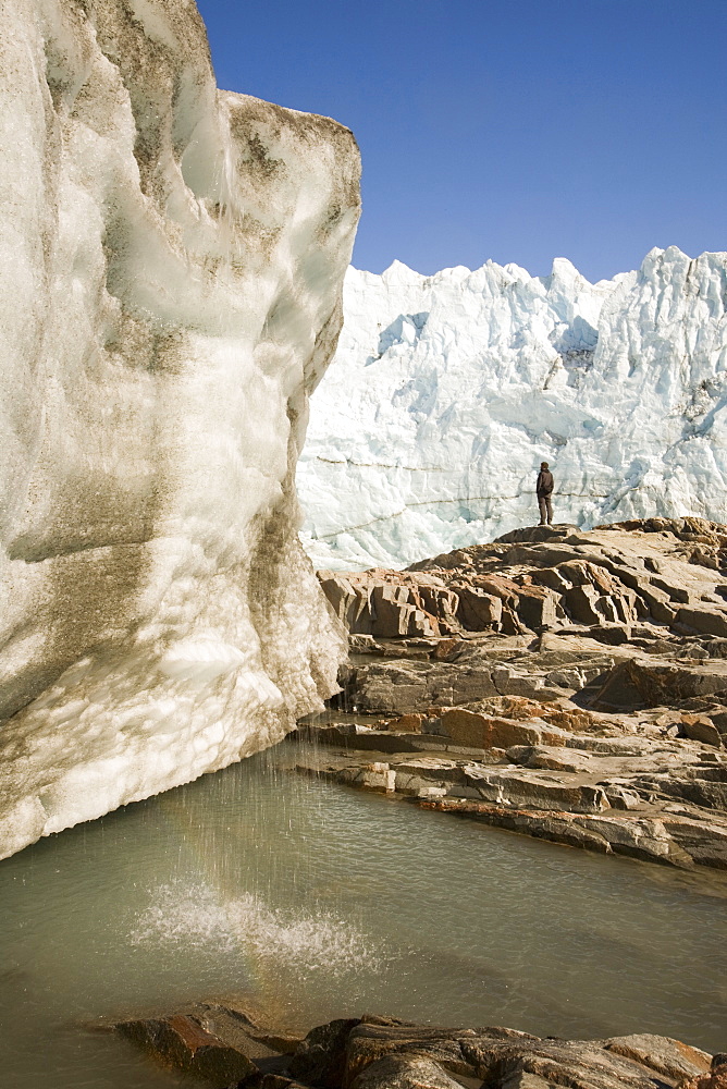 The Russell Glacier draining the Greenland icesheet inland from Kangerlussuaq on the west coast of Greenland, Polar Regions