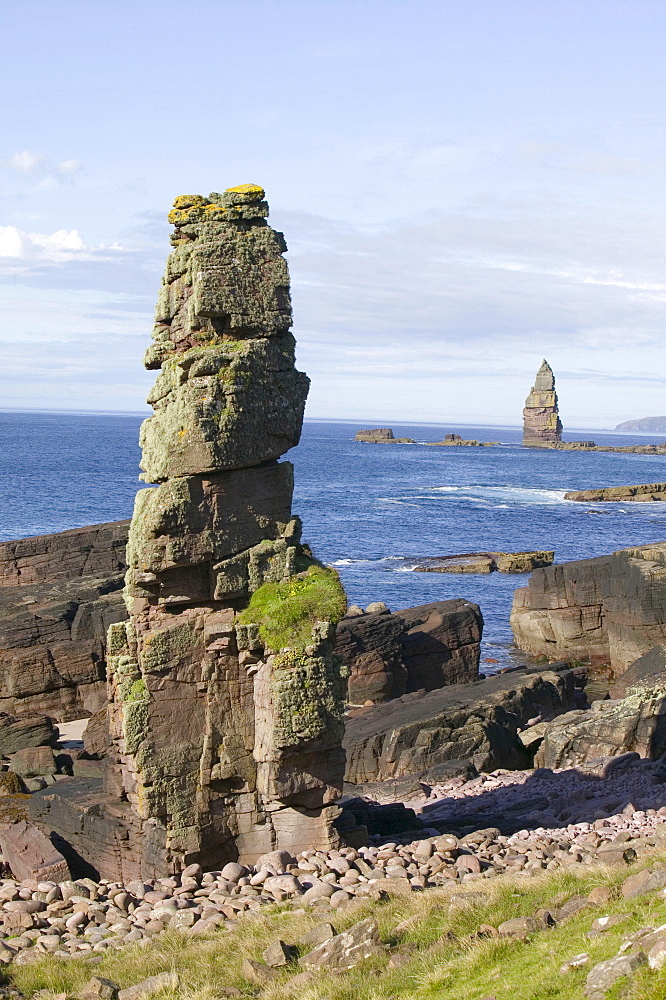 Am Buachaille sea stack on the coast south of Sandwood Bay, Sutherland, Scotland, United Kingdom, Europe