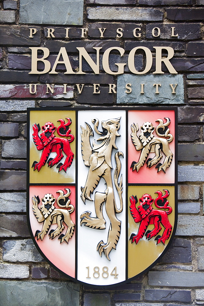 The coat of arms for Bangor University, North Wales, United Kingdom, Europe