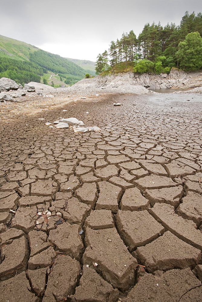 Thirlmere reservoir the day before a hosepipe ban came into effect in the North West, Lake District, Cumbria, England, United Kingdom, Europe