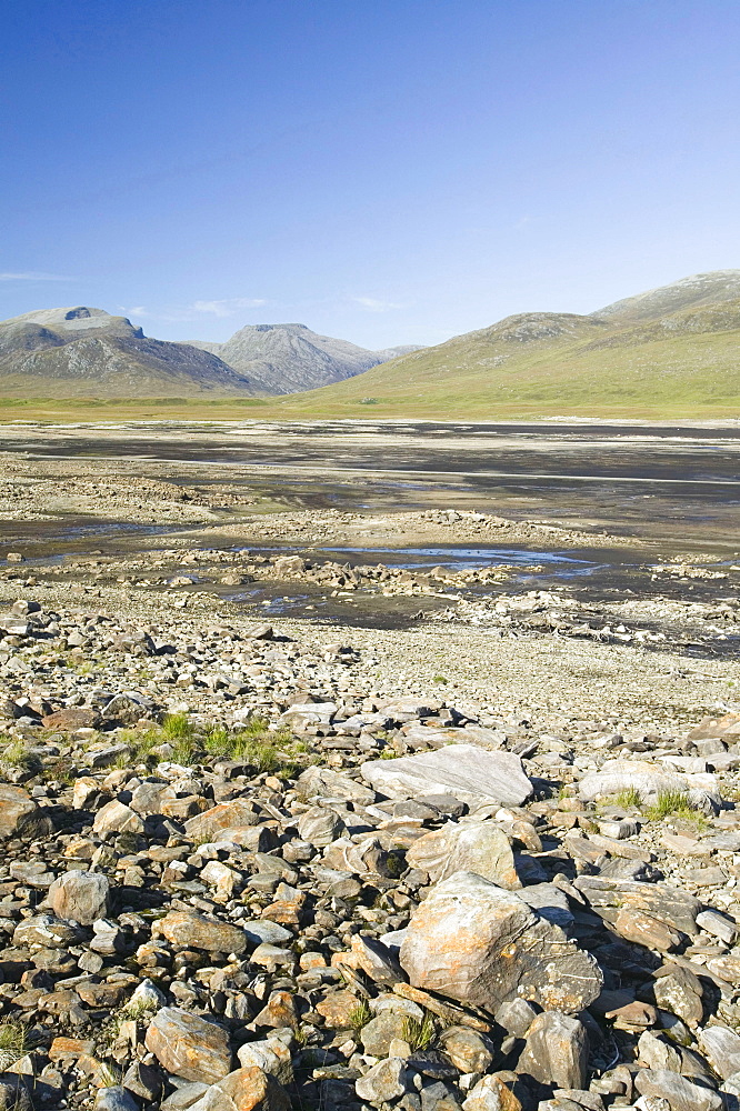 Dought in Loch Glascarnoch near Ullapool, Scotland, United Kingdom, Europe