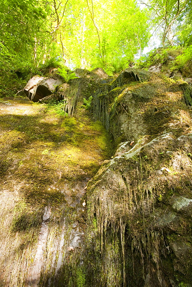 A dried up waterfall in Ambleside during the summer 2010 drought, Cumbria, England, United Kingdom, Europe