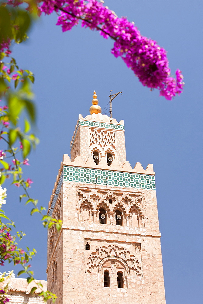 The famous Koutoubia mosque tower in Marrkech, Morocco, North Africa, Africa