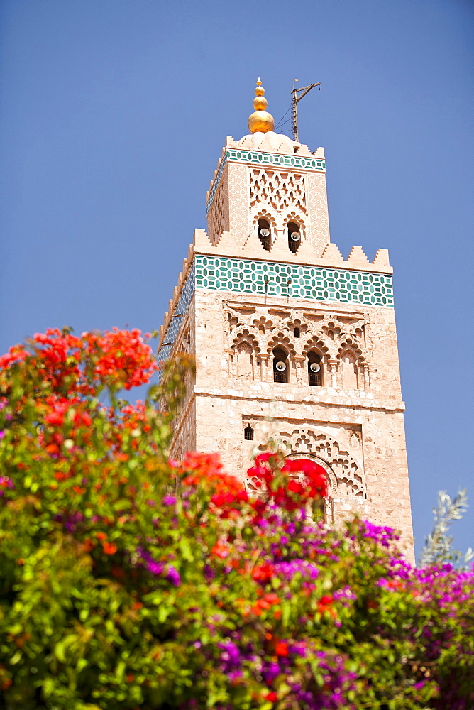 The famous Koutoubia mosque tower in Marrkech, Morocco, North Africa, Africa