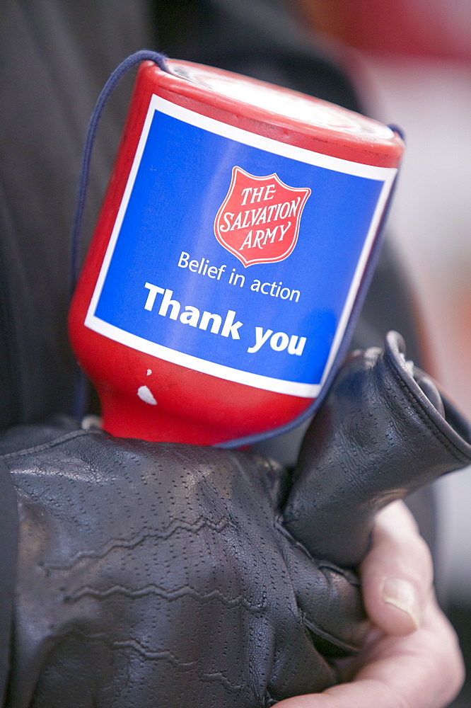 A Salvation Army member collecting donations, United Kingdom, Europe