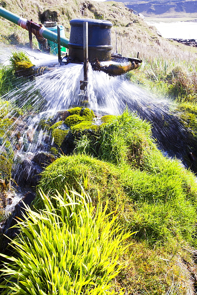 A home made hydro turbine on the Isle of Eigg , Scotland, United Kingdom, Europe