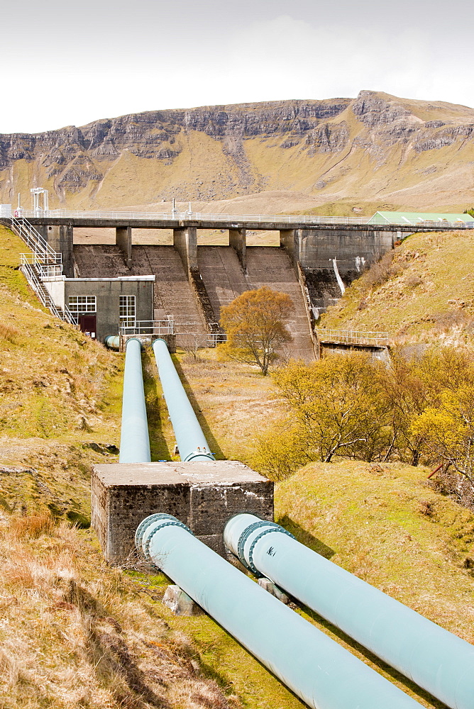 Loch Leathan hydro power station on the Trotternish Peninsula, Isle of Skye Scotland, United Kingdom, Europe