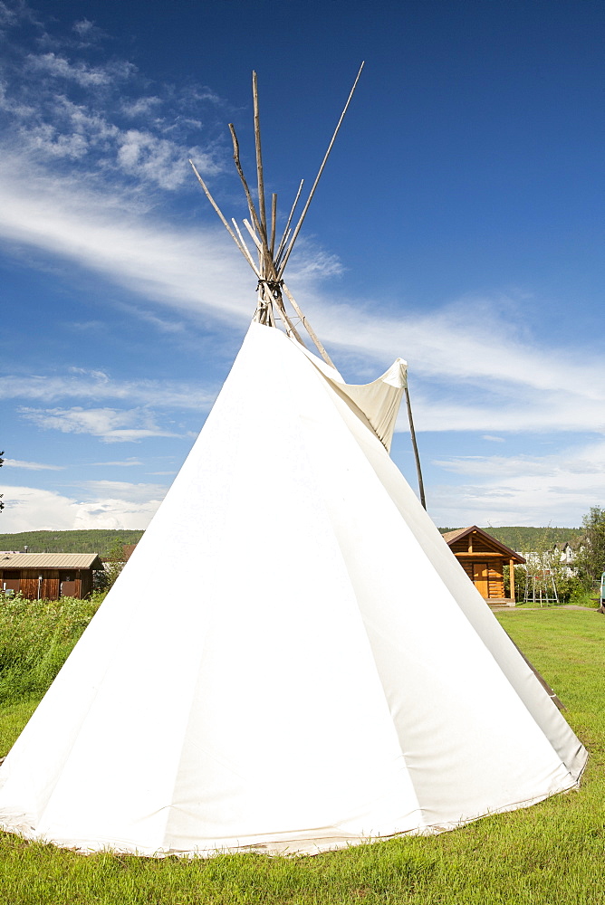 An old preserved First Nation wigwam in the museum in Fort McMurray, Alberta, Canada, North America