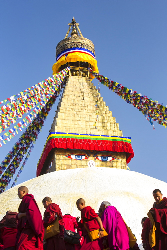 The Boudhanath Stupa, one of the holiest Buddhist sites in Kathmandu, UNESCO World Heritage Site, Nepal, Asia