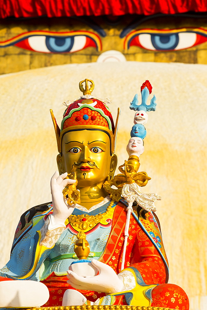 Buddhist symbols at the Boudhanath Stupa, one of the holiest Buddhist sites in Kathmandu, UNESCO World Heritage Site, Nepal, Asia