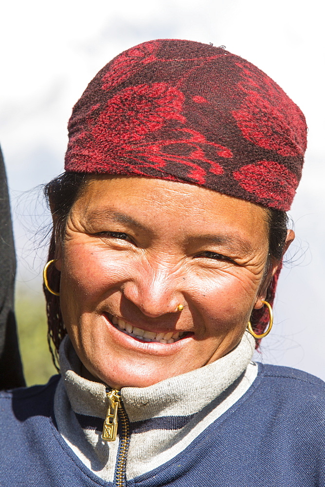 A Nepalese woman in the Himalayas, Nepal, Asia